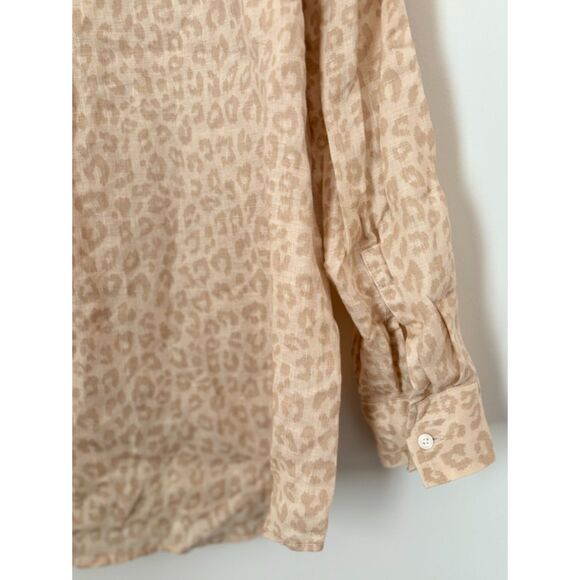 Gap 100% Linen Animal Print Shirt Women's Size Small New Neutral Classic N64 - Picture 9 of 14